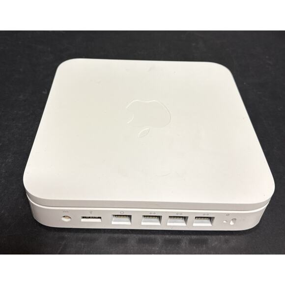 Apple A1143 White AirPort Extreme Base Station Wireless Router Tested Box Cables - Picture 4 of 11